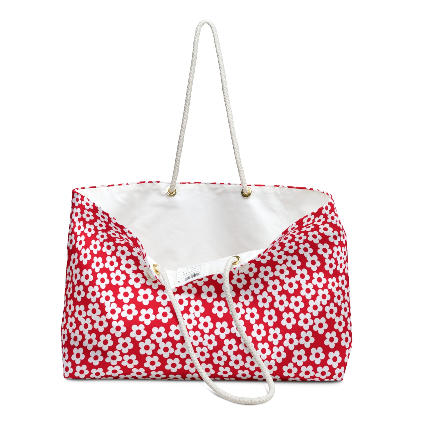 White Mini Flower on Red Weekender Bag