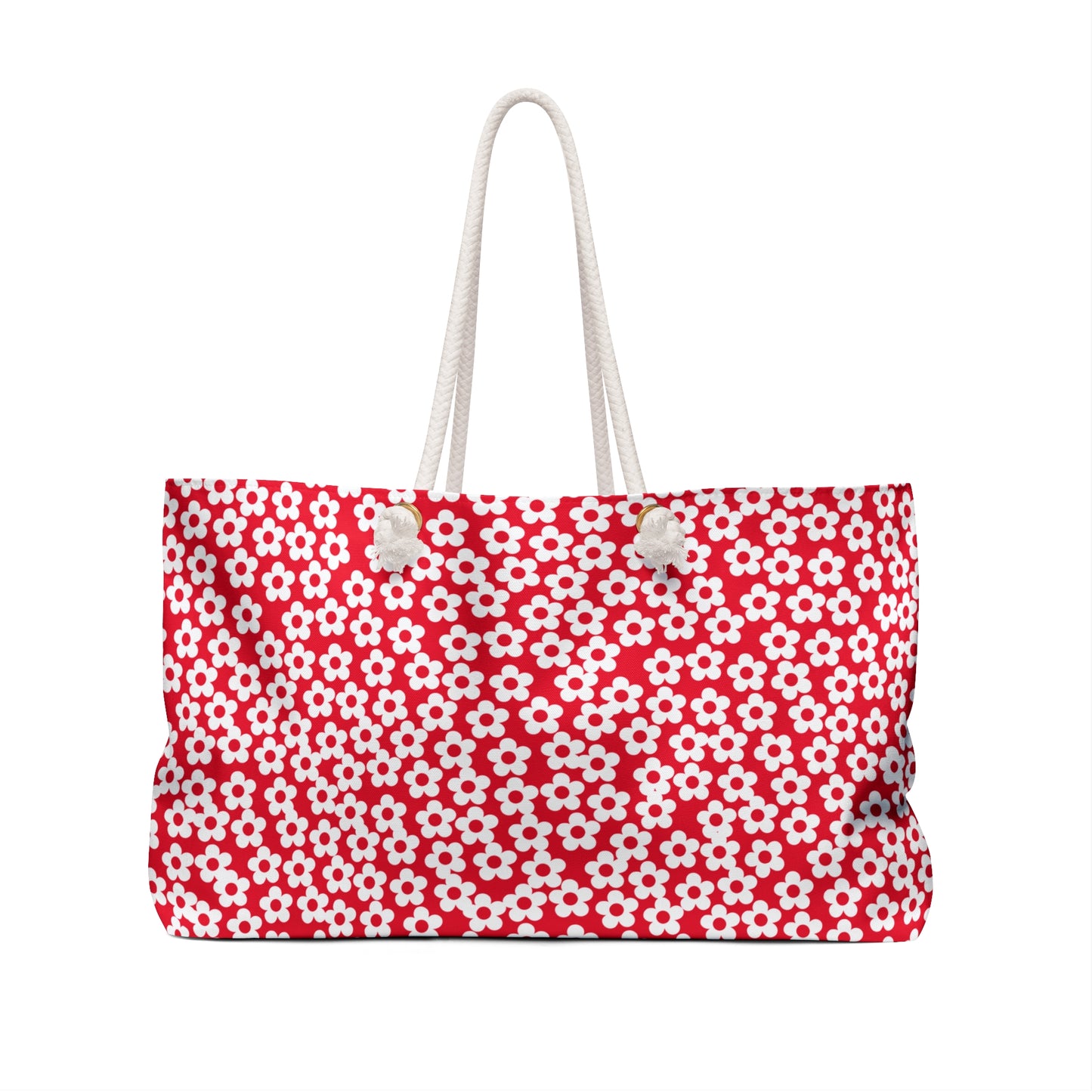 White Mini Flower on Red Weekender Bag