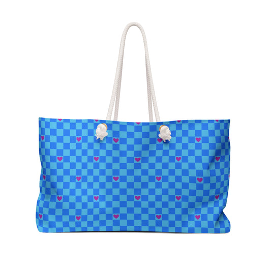 Checkered Hearts Blues Weekender Bag