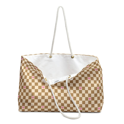 Checkerboard Hearts Sandy Weekender Bag