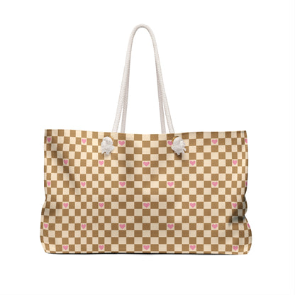 Checkerboard Hearts Sandy Weekender Bag