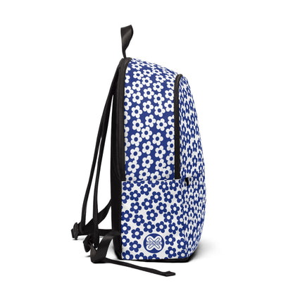 White + Navy Mini Flower Backpack