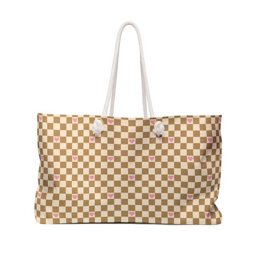 Checkerboard Hearts Sandy Weekender Bag