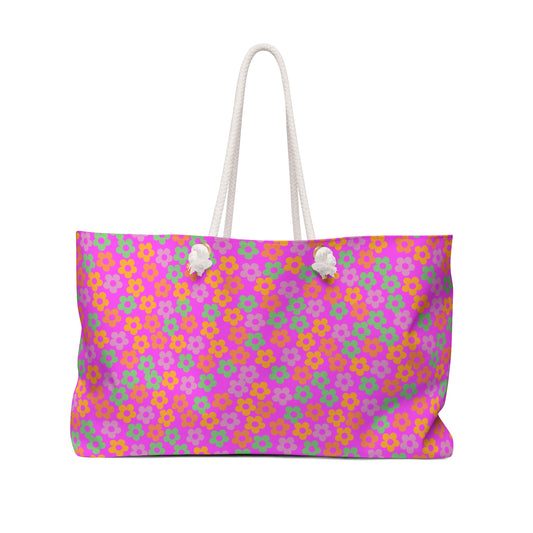 Hot Pink Mini Flower Weekender Bag