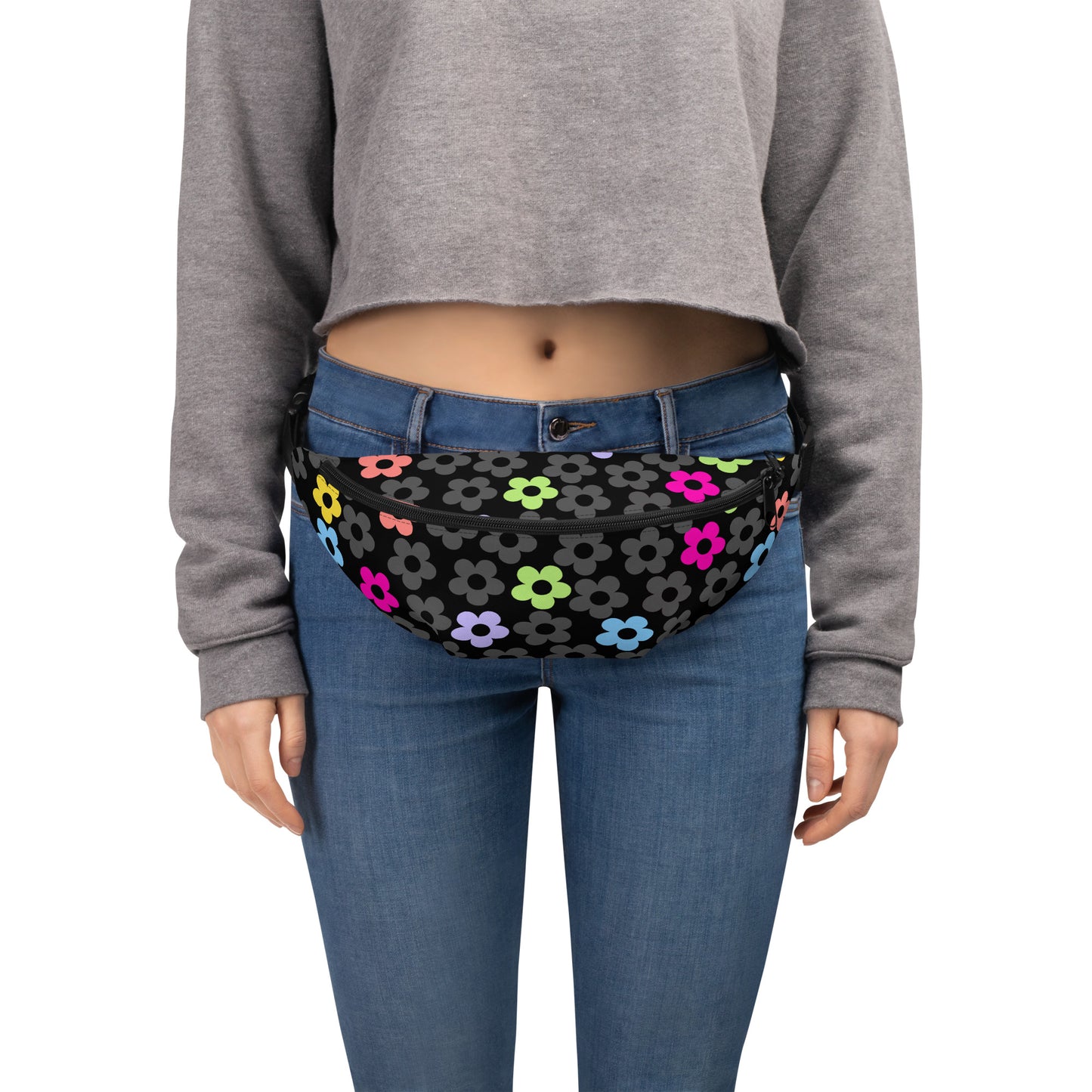 Moxies Black Mini Flower Belt Bag