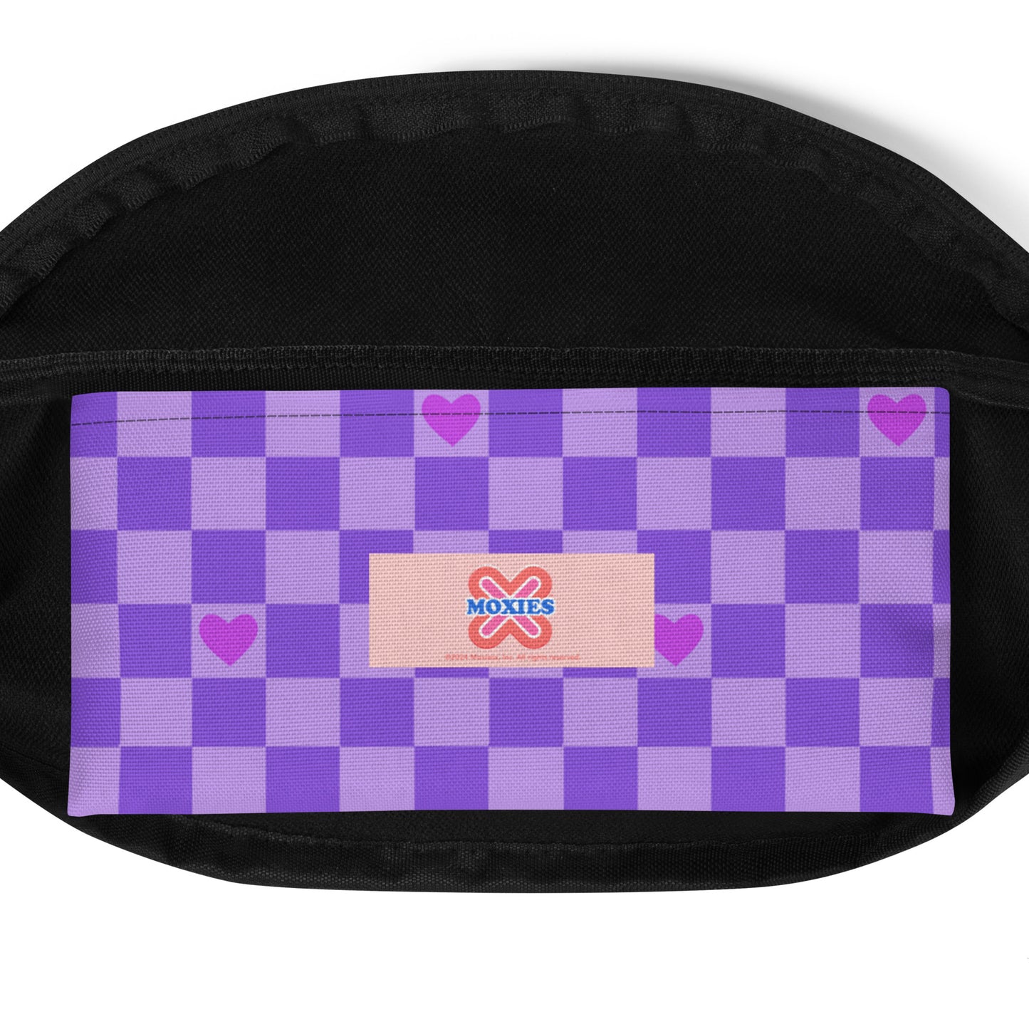 Moxies Check Heart Purple Belt Bag