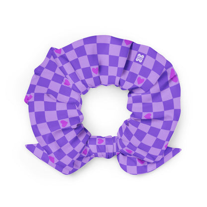 Checkered Purple Heart Scrunchie