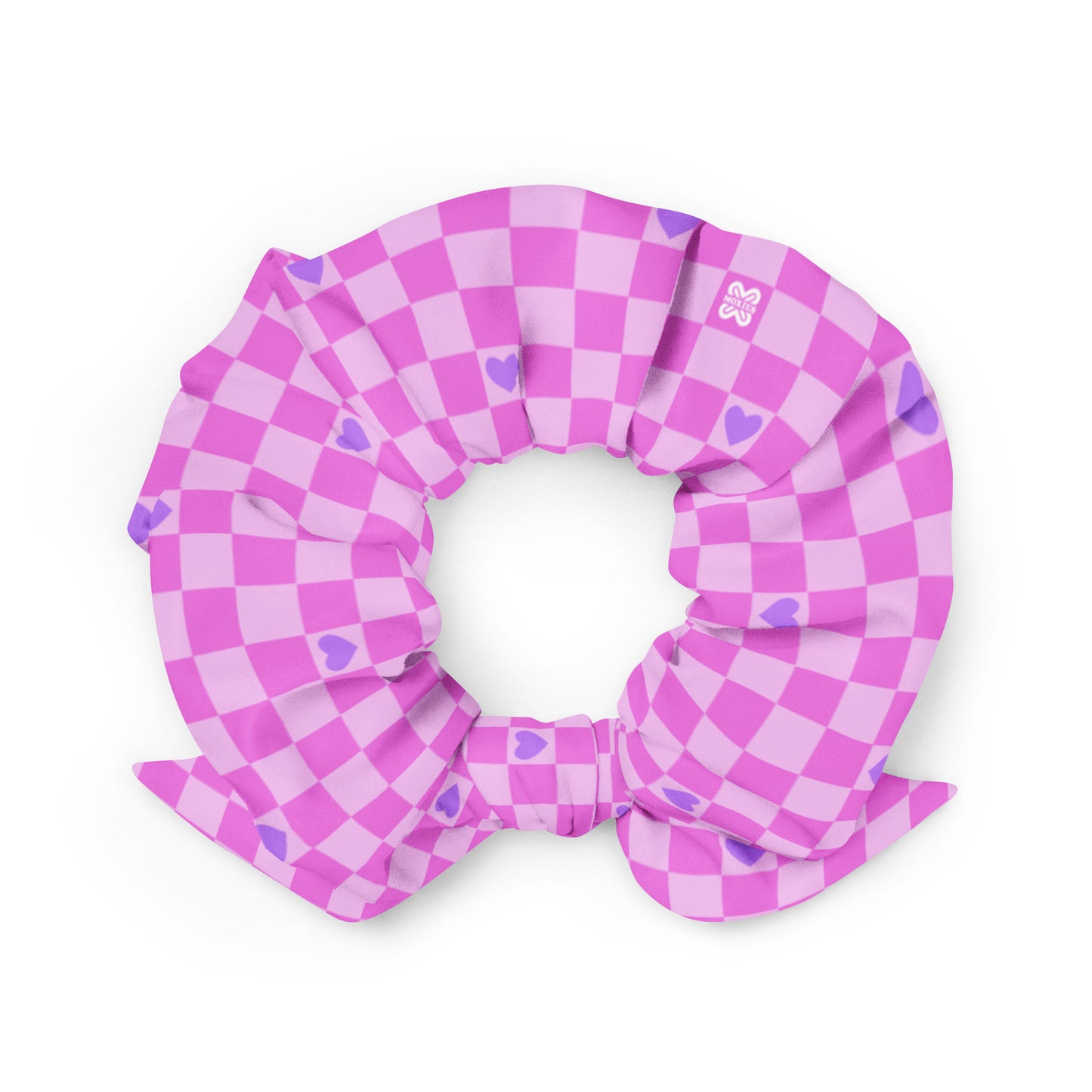 Checkerboard Heart Pink Scrunchie