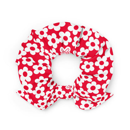 Red + White Mini Flower Scrunchie