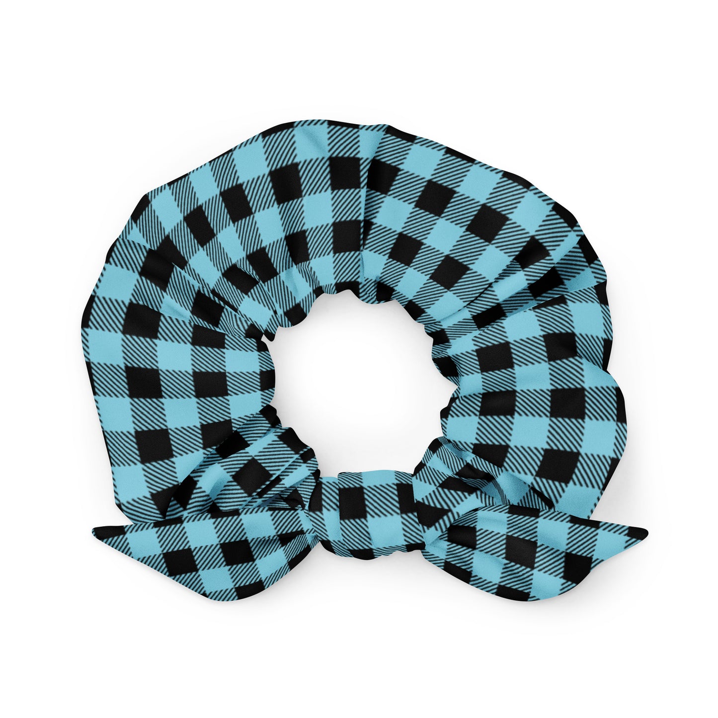 Turquoise Buffalo Plaid Scrunchie