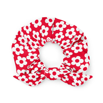 Red + White Mini Flower Scrunchie